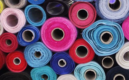 rolls of polyester fabric