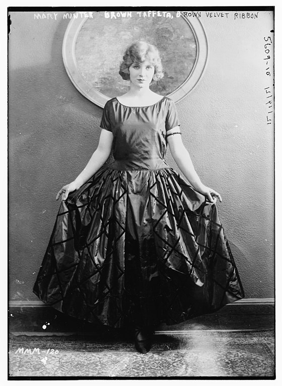 mary minter in brown taffeta