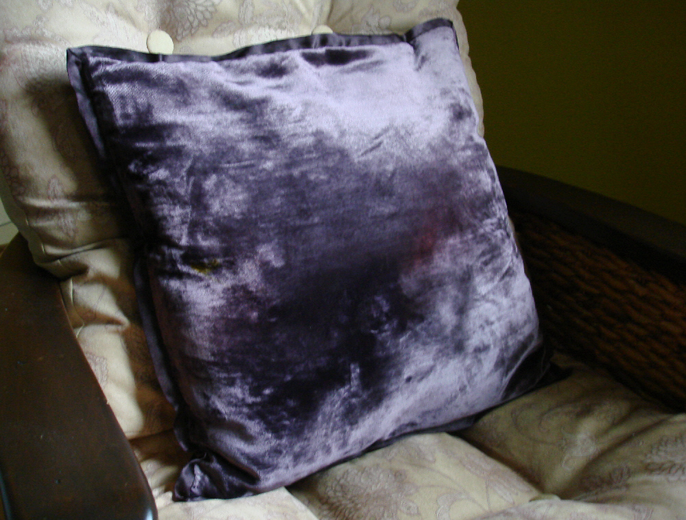 purple velour cushion